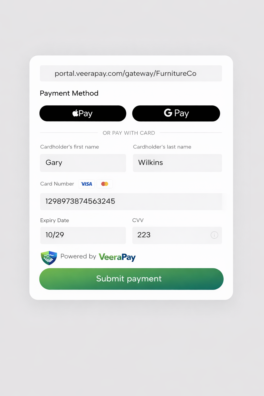 Checkout page preview